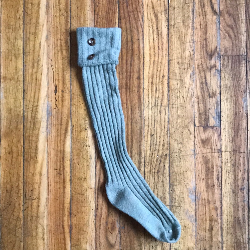 Gray boot socks with brown buttons